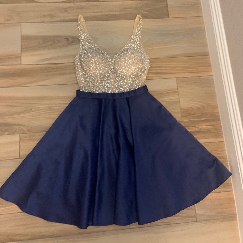Navy and Gold homecoming dress